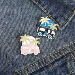 Brooches Rv Travel Car Bus Coconut Tree Outdoor Scenery Pins Badge Decoration Metal Badges For Clothes Backpack