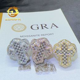 Luxury Jewellery VVS Moissanite Diamond Men Ring Shining Iced Out Cross Rings Hip Hop Rings