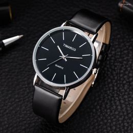 Wristwatches Top Brand Men's Watches Fashion Metal Round Dial Analogue Quartz Wristwatch For Men Women Leather Band Casual Simple Male Clock