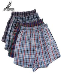 Classic Plaid Men Boxer Shorts Mens Underwear Trunks Cotton Cuecas Underwear boxers male Woven Homme Boxer Arrow Pants Plus Size1660005