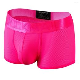 Underpants Fashion Fluorescent Colour Men's Underwear Sporty Breathable Mesh Boxer Briefs Sexy Transparent Male Shorts