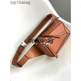 loeweee loewew bag Classic Puzzle Waist Bag Chest Cowhide Geometry Deformation Casual Same Style Mens and Womens High Quality
