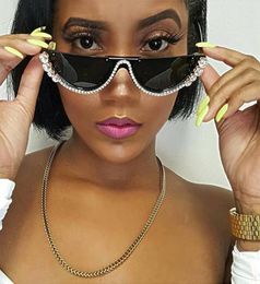 Sunglasses Diamond Cat Eye Women SemiRimless Sun Glasses Designer Crystal Sexy Frame Rhinestone Elegant Eyewear3056674