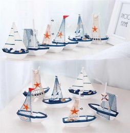 Marine Nautical Creative Sailboat Mode Room Decor Figurines Miniatures Mediterranean Style Ship Small boat ornaments 2201114418361