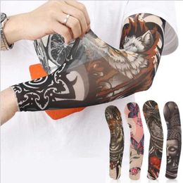 Sleevelet Arm Sleeves Fashionable new mens flower arm tattoo sleeves seamless outdoor cycling sun protection womens ultraviolet heaters Q240430