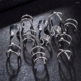 Backs Earrings Simple Women Solid Colour No Piercing 12Pcs Fake Cartilage Stainless Steel Earcuff Clip