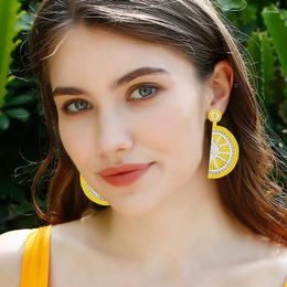 Dangle Earrings 2024 Wholesale Pastoral Style Hand-woven Summer Fruit Lemon High Quality Bohemian Rice Bead Jewelry For Women Girl