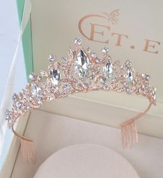 Princess Crystal Rose Gold Tiaras and Crowns Headband Girls Love Bridal Prom Wedding Party Accessiories Hair Jewelry MX2007275861649