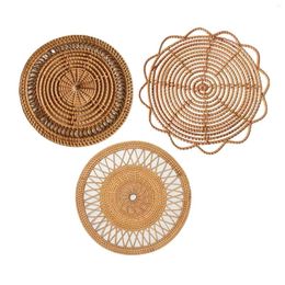 Decorative Figurines Natural Wall Art Mural Wicker Decor Rustic Boho Hanging Bowl Mats Coasters