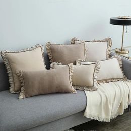 Pillow Double Flounce Cotton Throw Pillowshams Nordic Decorative Sofa Ruffled Cover Couch Decor Pillowcase 45X45cm 30X50cm