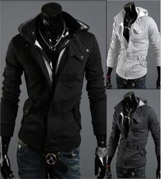 New Fashion Men039s Casual Hooded Cardigan Jacket Coat Man Outerwear Clothing 212 Black Dark gray Light gray6442239