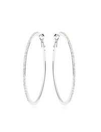 New simple design Austrian crystal rhodium plated big hoop earrings for women bridal wedding party bijoux accessories bijoux 5893967