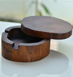 Fashion Selling Wood Colour Southeast Asia Features Solid Wood Ashtray Personality Wooden With Lid Ashtray176K3835677