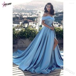 Party Dresses Elegant Boat Neck Evening For Women Classy Night Lady Sexy Off The Shoulder Slit Ball Gown Prom Vestidos Female Dress