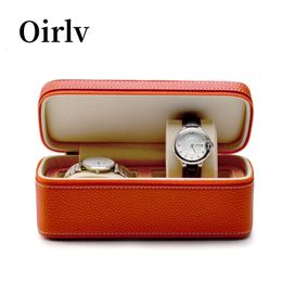 Oirlv Black Watch Bag Travel Case Leather Watch Case Storage Box Single Bag for Storage Watches Black Leather Watch Travel Case 240428