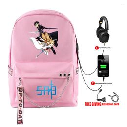 Backpack Fashion Youthful School Bags Unisex Sword Art Online Travel Usb Rechargeable Oxford Waterproof Notebook Shoulder Backpacks