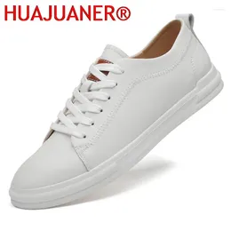 Casual Shoes Luxury White Men's 2024 Genuine Leather Designer Fashion Brand Footwear Male Lace-up Comfortable Sneakers Men