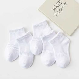 Kids Socks 5 Pairs/Lot 2023 New Summer Children Cotton Socks Fashion Black White Gray For 1-12 Years Kids Teen Student Baby Girl Boy Socks Y240504GONG