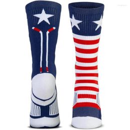 Men's Socks 2024 Product -sellingChalkTalkSPORTS Hockey Woven Mid-Calf | USA Red & White Blue Youth And Adult Siz