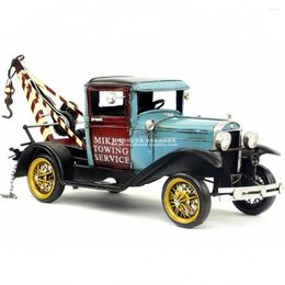 Decorative Figurines Tinplate Model Tin Of Creative Crafts Ornaments Retro Home Accessories Tow Truck Classic Cars Vintage