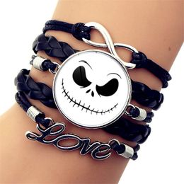 11colors science fiction halloween horror scary night christmas movie film Glass Cabochon Multilayer Leather Bracelets High Quality Bangles