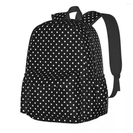 Backpack White Polka Dot Black And Female Polyester Workout Backpacks Durable Leisure School Bags Rucksack