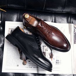 New Office Leather Italy Men Derby Formal Oxford Dress Shoes Fashion Pointed Classic Banquet Brands Moccasins