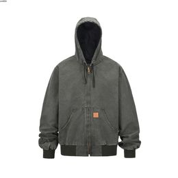 High Street Instagrams Trendy Mens and Womens Jackets Washed Hooded Double Layered Detroit Zippered