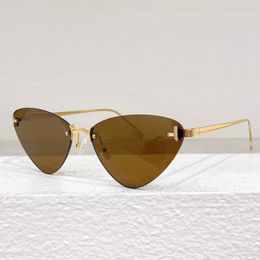 Designer FE4086 Triangle Summer Sunglasses Women Metal Triangle Brown Lens Outdoor Beach Travel Sunglasses with Box