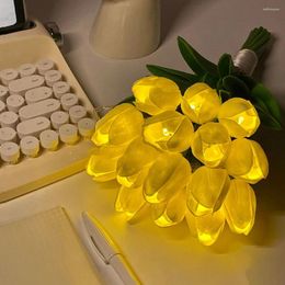 Table Lamps Rechargeable Small Desk Lamp Battery Powered Tulips Artificial Light IP65 Waterproof Flower Night For Bedroom Living