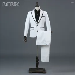 Men's Suits White Fashion Classy 2 Pieces Suit Set Including Blazer And Pants XS To 3XL Tuxedo For Men Wedding Groom