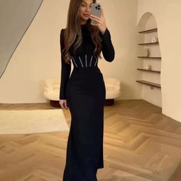 Ethnic Clothing Slim Party Evening Dress Women Muslim Dresses Long Sleeve Pleated Lace-up Irregular Robe Maxi Dubai Abaya Elegant Vestidos