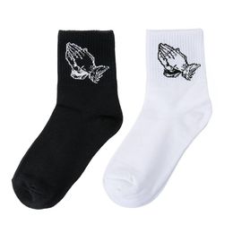 Harajuku fashion brand MenWomen Cotton Socks pray hands mercy hiphop skateboard Unisex Solid Colour Socks 8475142