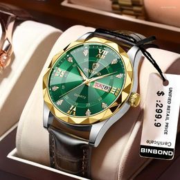 Wristwatches 2024 Luxury Man Quartz Watch Square For Men Waterproof Luminous Date Real Leather Men's Watches Sports Clock Reloj