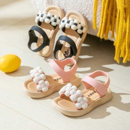 Sandals Fashionable childrens sandals summer girl flower bathroom home wearable anti slip beach shoes soft sole slippers baby H240504