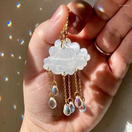 Dangle Earrings Creative Acrylic White Rain Cloud Drop For Women Girl Clear Crystal Wedding Party Holiday Hawaii Jewelry Gift