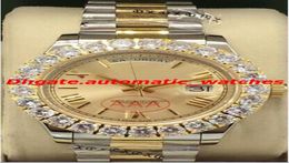 New Style Luxury Watches 3 Style Two Tone Bigger Diamond Watch 18K Gold 43mm Roman Dial Automatic Men039s Watch Wristwatch1790823