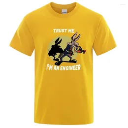 Men's Polos Trust Me Im An Engineer T Shirt For Men Pure Cotton Vintage T-Shirt Round Neck Engineering Tees Classic Man Clothes Oversized