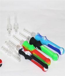 20pcs silicone hand pipe kit Concentrate smoke Pipe with 10mm GR2 Titanium Tip Dab Straw Oil Rigs pipes2395812