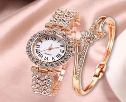 Wristwatches Roman Scale Diamond Women Bracelet Watches Steel Belt Love Petal Quartz Wrist Watch Luxury Fashion For9997245
