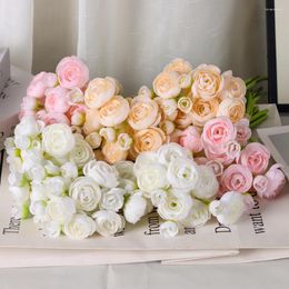 Decorative Flowers INS Dew Lotus Put A Bunch Of Small Tea Rose Imitation Flower Fake Silk Finished Home Wedding Shooting Floral Decoration