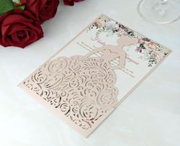 Blush Pink Flower Printing Girl Quinceanera Invitations with Envelope 20Color Shiny Princess Sweet Fifteen Birthday Party Invite9348850