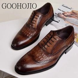 Dress Shoes Men Alligator Pattern Formal Flat Breathable Slip On Business Office Size 39-48 Pointed Toe