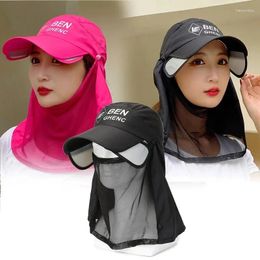 Ball Caps Summer Protective Hats Women's Sun Protection Neck Shawl Men's Pull-Out Brim Baseball Mesh Visors