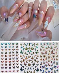 Holographic 3D Nails Stickers Nail Art Butterfly Sticker Decal Butterflies Acrylic Designs Manicure Decoration Tool3706309