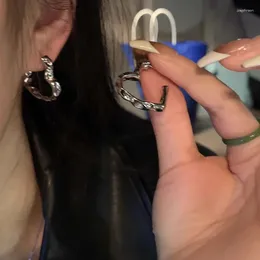 Hoop Earrings Y2K Korean Fashion Vintage Silver Colour Heart For Women Egirl Trendy Grunge Aesthetic Jewellery Accessories
