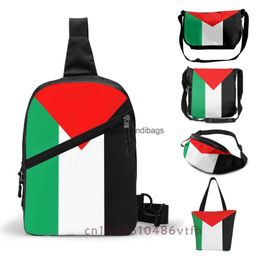 Cross Body Functional mens chest bag Palestinian flag street suit waist womens black belt shoulder H240504