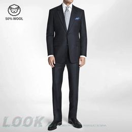 Mens Premium Suit -Business Suit Professional Formal Wear Ideal for Work and Weddings50% WoolCustomizable Fit with 20 Sizes 240426