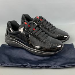 Top Quality Americas Cup Designer Shoes Leather Sneakers shoes Trainer Patent Flat Black Blue Mesh Nylon Casual Shoes7777
