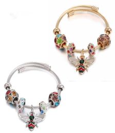Classic stainless steel luxury designer Jewellery women bracelet Colourful bee ornaments Bangle 4490338